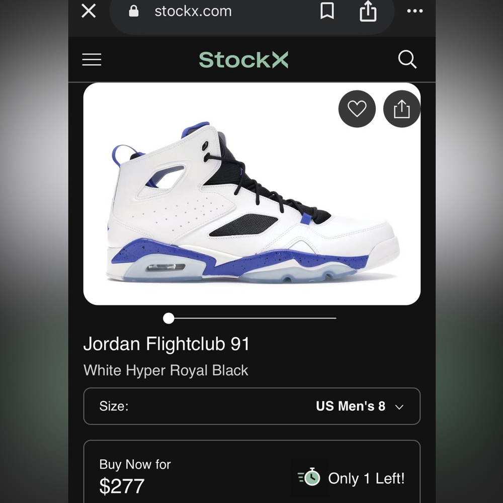Jordan Flightclub 91 White Hyper Royal Black size 14 mens 2021